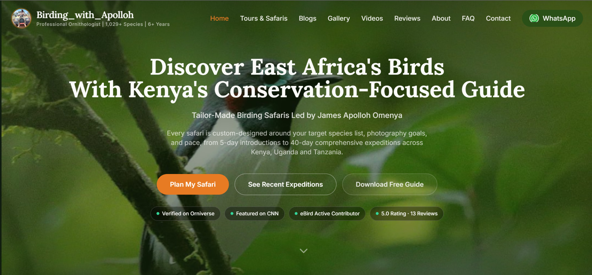 Birding With Apolloh website homepage